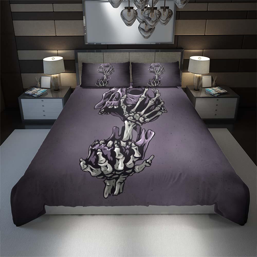 Skeleton Hand Hold Purple Skull Duvet Cover Set - Wonder Skull