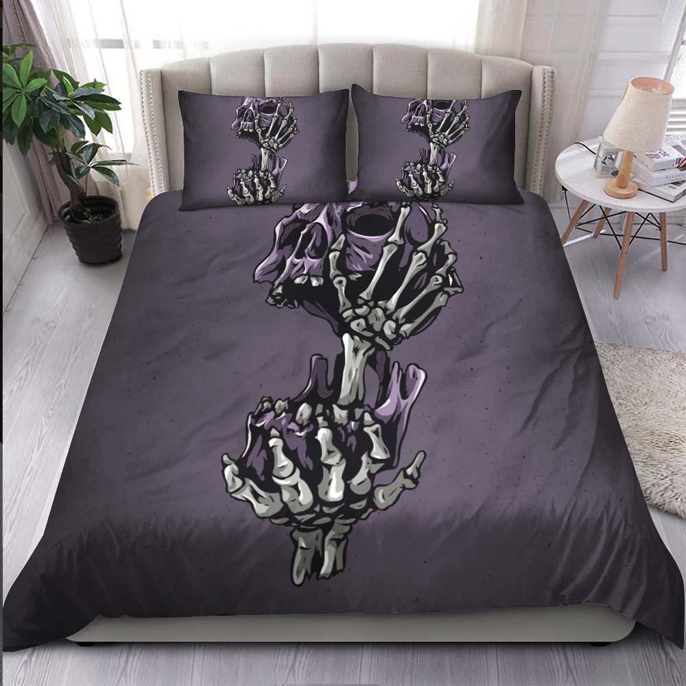 Skeleton Hand Hold Purple Skull Duvet Cover Set - Wonder Skull