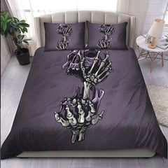 Skeleton Hand Hold Purple Skull Duvet Cover Set - Wonder Skull