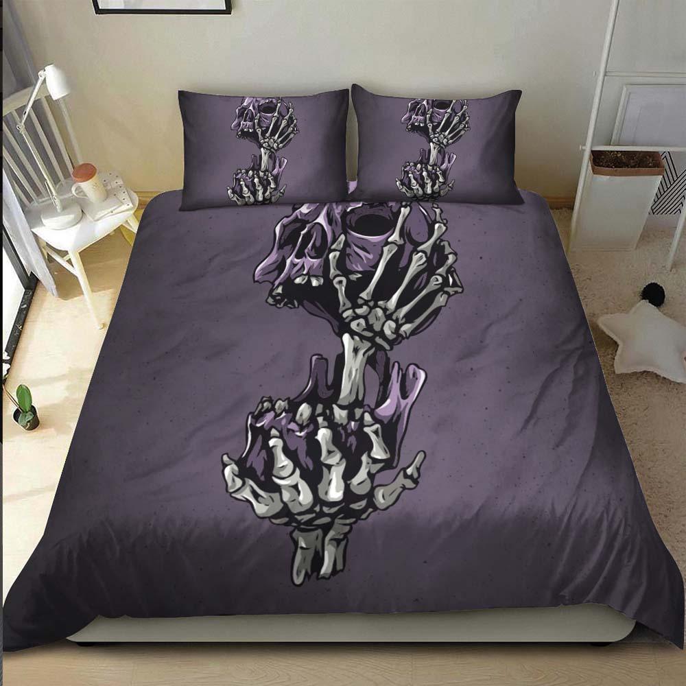 Skeleton Hand Hold Purple Skull Duvet Cover Set - Wonder Skull