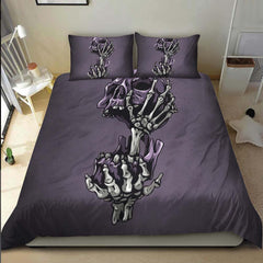 Skeleton Hand Hold Purple Skull Duvet Cover Set - Wonder Skull