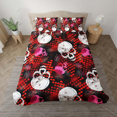 Skull Heart Pattern Duvet Cover Set - Wonder Skull