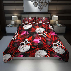 Skull Heart Pattern Duvet Cover Set - Wonder Skull