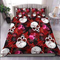 Skull Heart Pattern Duvet Cover Set - Wonder Skull