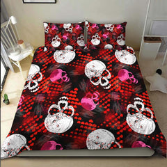 Skull Heart Pattern Duvet Cover Set - Wonder Skull