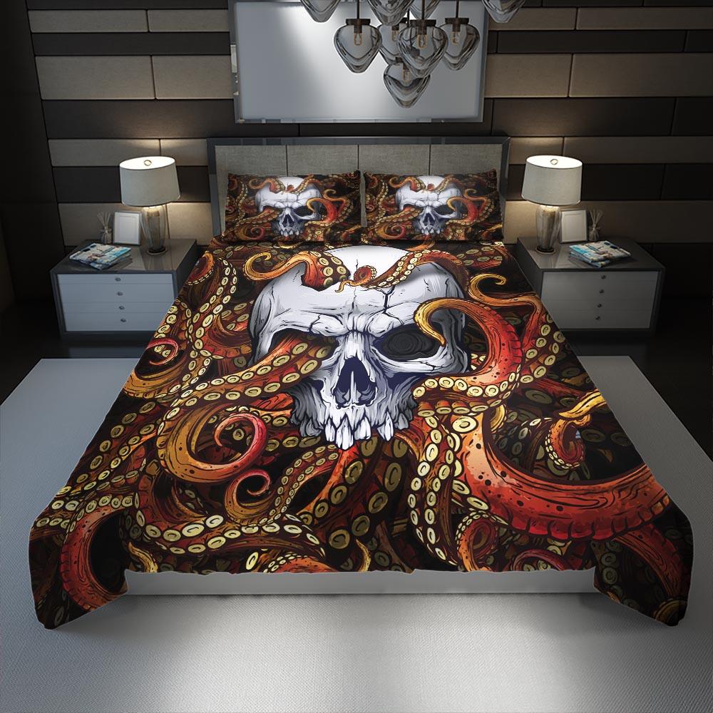 Pale Pink Blue Gradient Skull Pattern Duvet Cover Set - Wonder Skull