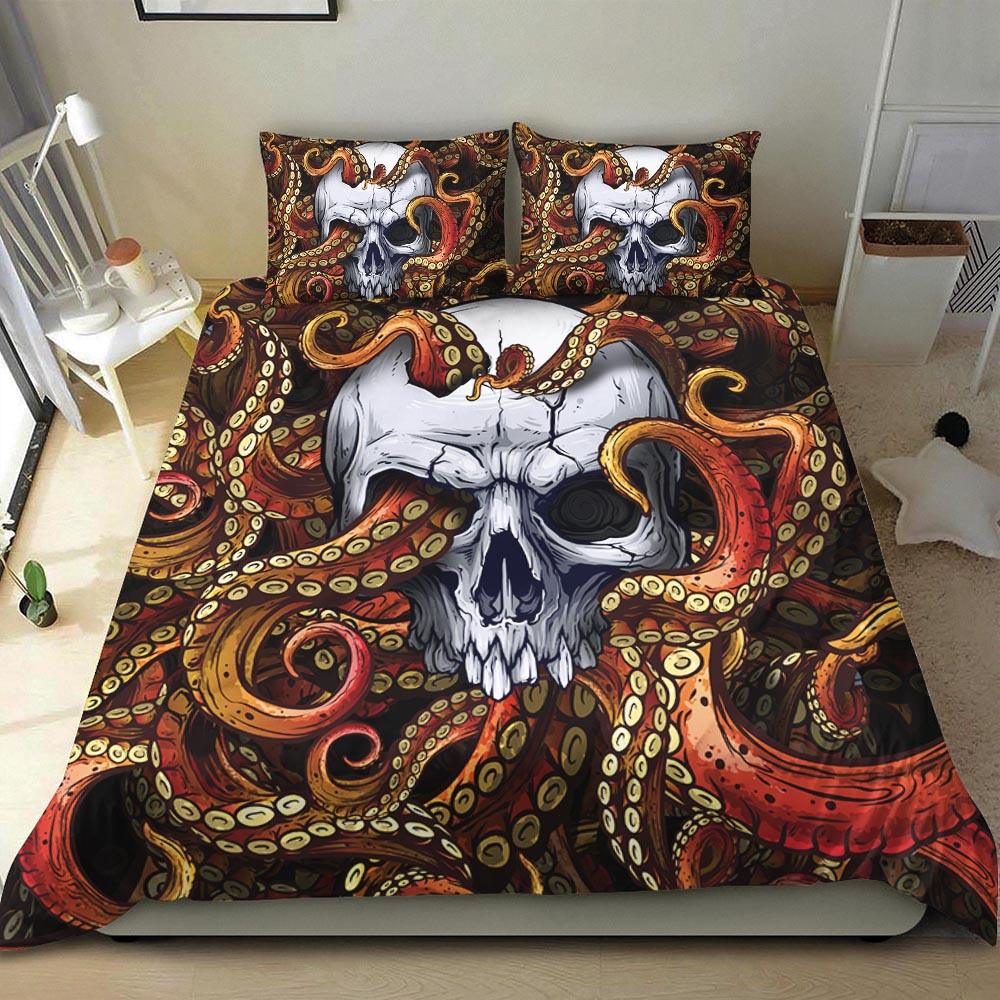 Pale Pink Blue Gradient Skull Pattern Duvet Cover Set - Wonder Skull