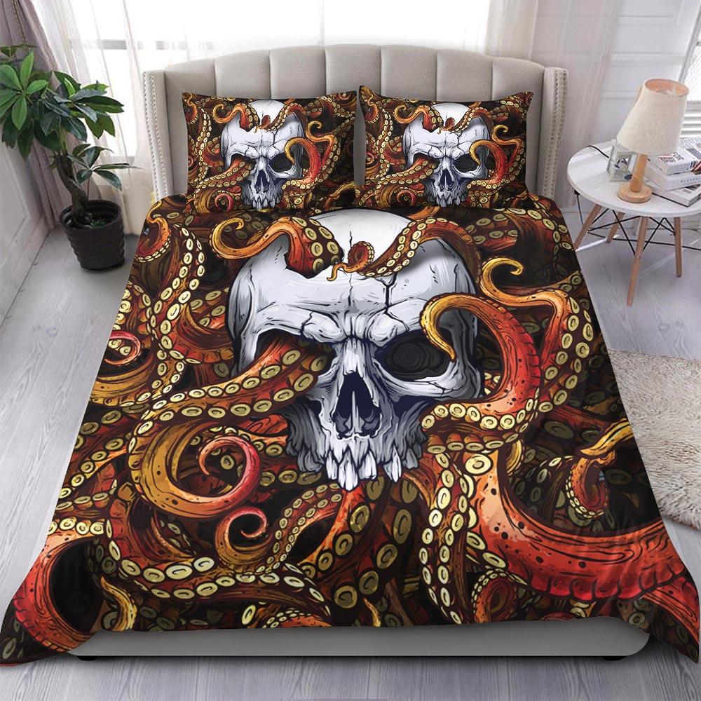 Pale Pink Blue Gradient Skull Pattern Duvet Cover Set - Wonder Skull