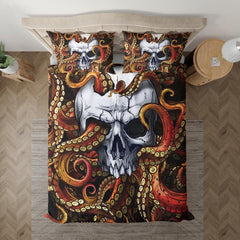 Pale Pink Blue Gradient Skull Pattern Duvet Cover Set - Wonder Skull