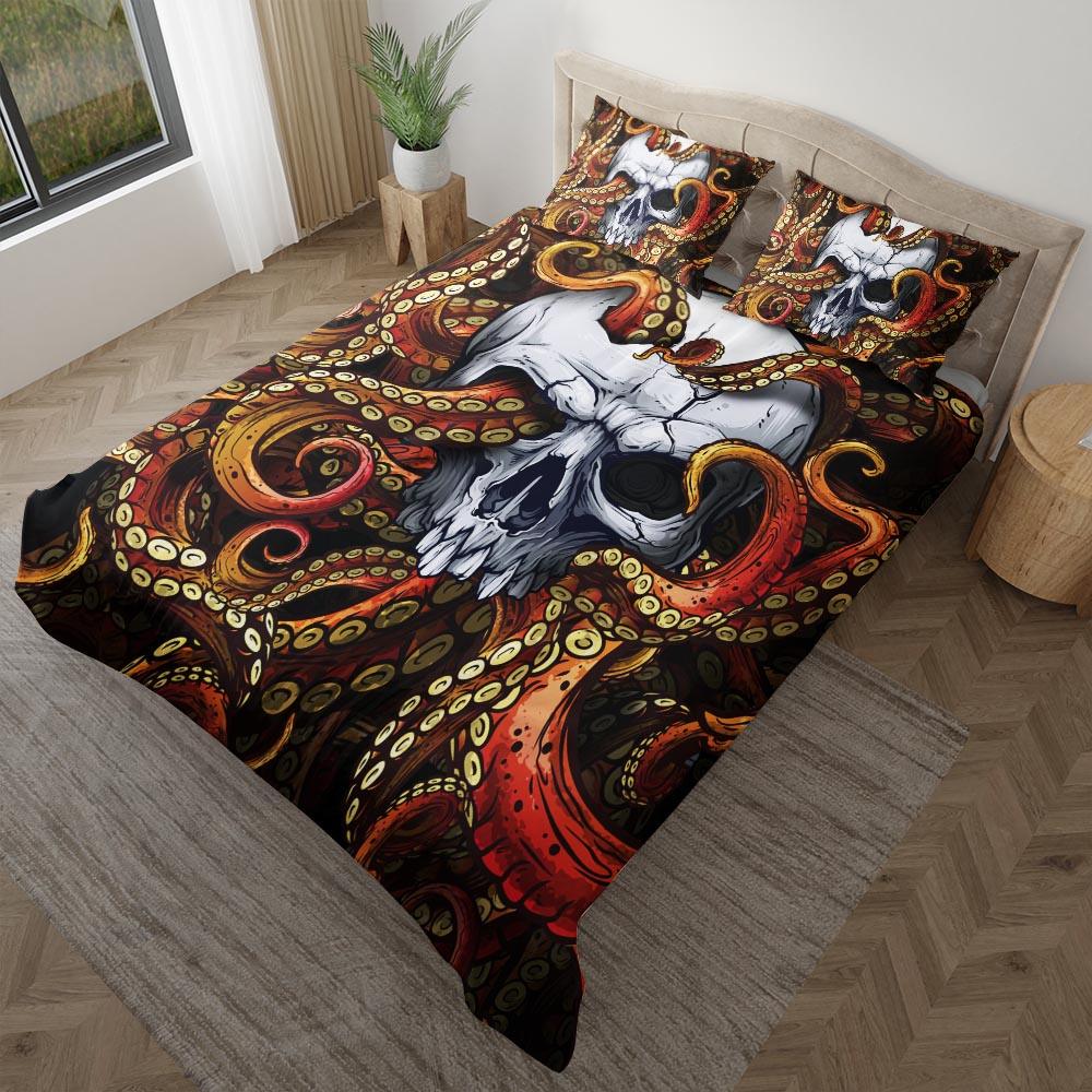 Pale Pink Blue Gradient Skull Pattern Duvet Cover Set - Wonder Skull