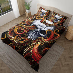 Pale Pink Blue Gradient Skull Pattern Duvet Cover Set - Wonder Skull