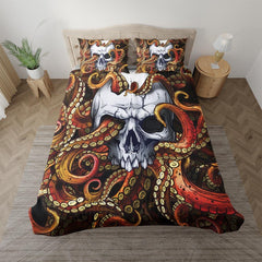 Pale Pink Blue Gradient Skull Pattern Duvet Cover Set - Wonder Skull