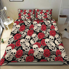 Skull Rose Pattern Duvet Cover Set - Wonder Skull