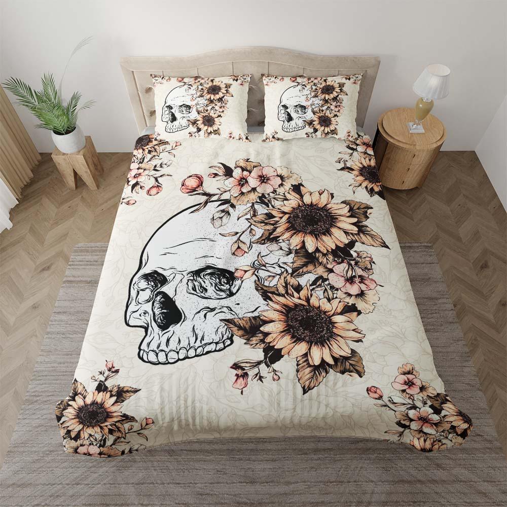 Skull Sunflower Duvet Cover Set - Wonder Skull