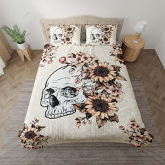 Skull Sunflower Duvet Cover Set - Wonder Skull
