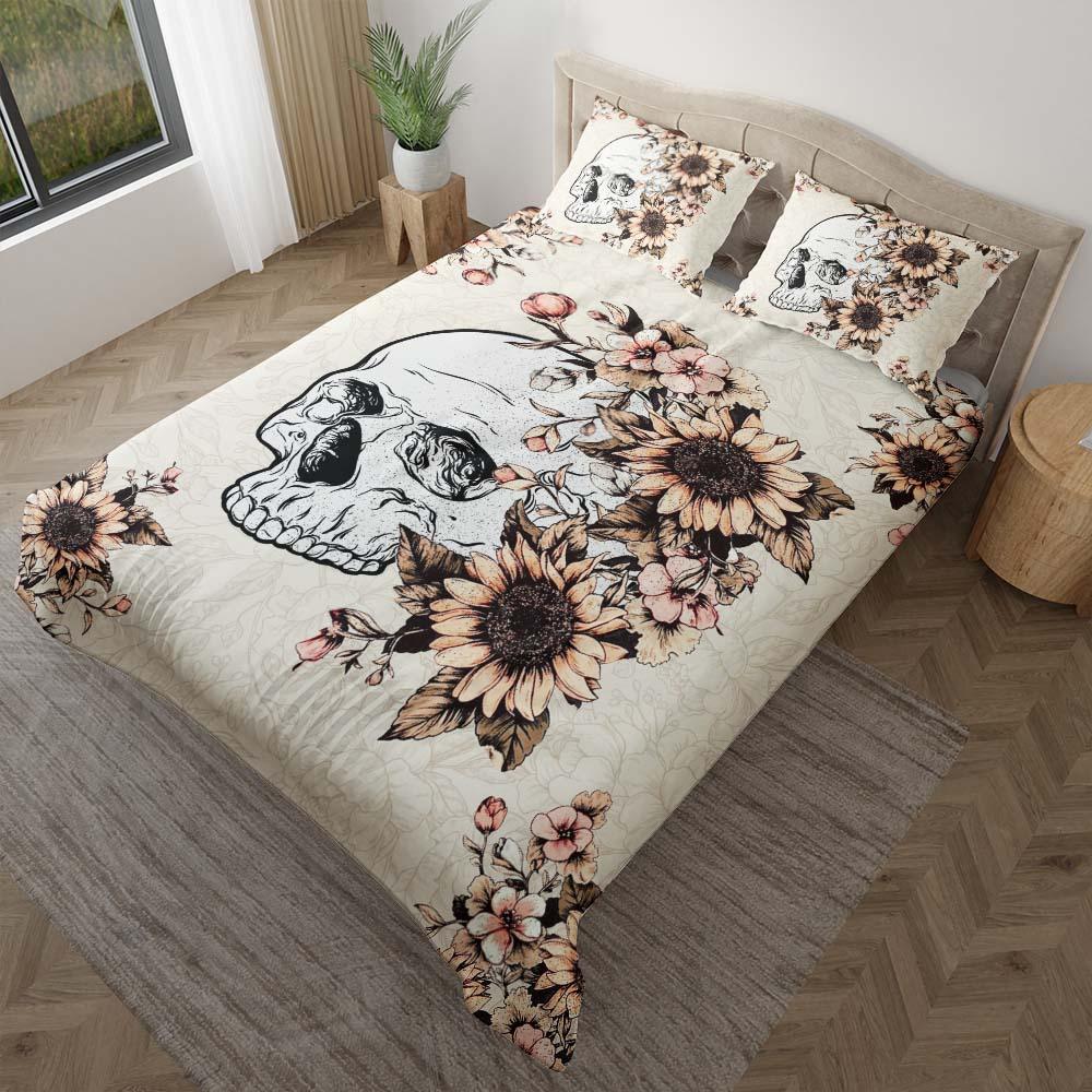 Skull Sunflower Duvet Cover Set - Wonder Skull