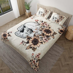 Skull Sunflower Duvet Cover Set - Wonder Skull