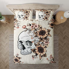 Skull Sunflower Duvet Cover Set - Wonder Skull