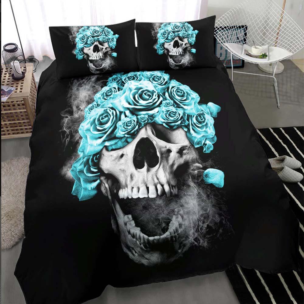 Smoke Skull Flowers Duvet Cover Set - Wonder Skull