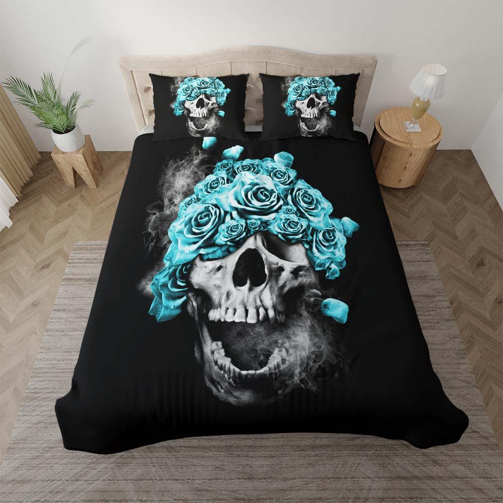 Smoke Skull Flowers Duvet Cover Set - Wonder Skull