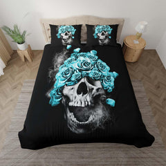 Smoke Skull Flowers Duvet Cover Set - Wonder Skull