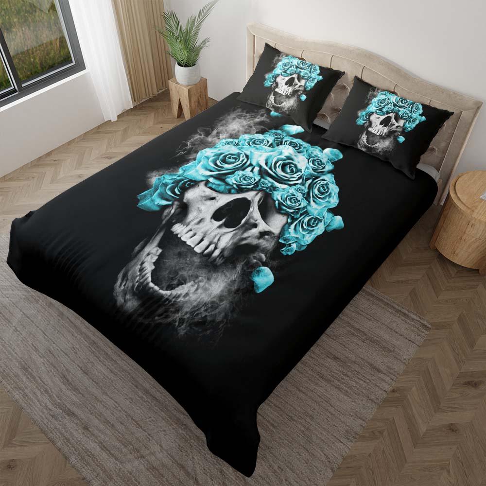 Smoke Skull Flowers Duvet Cover Set - Wonder Skull