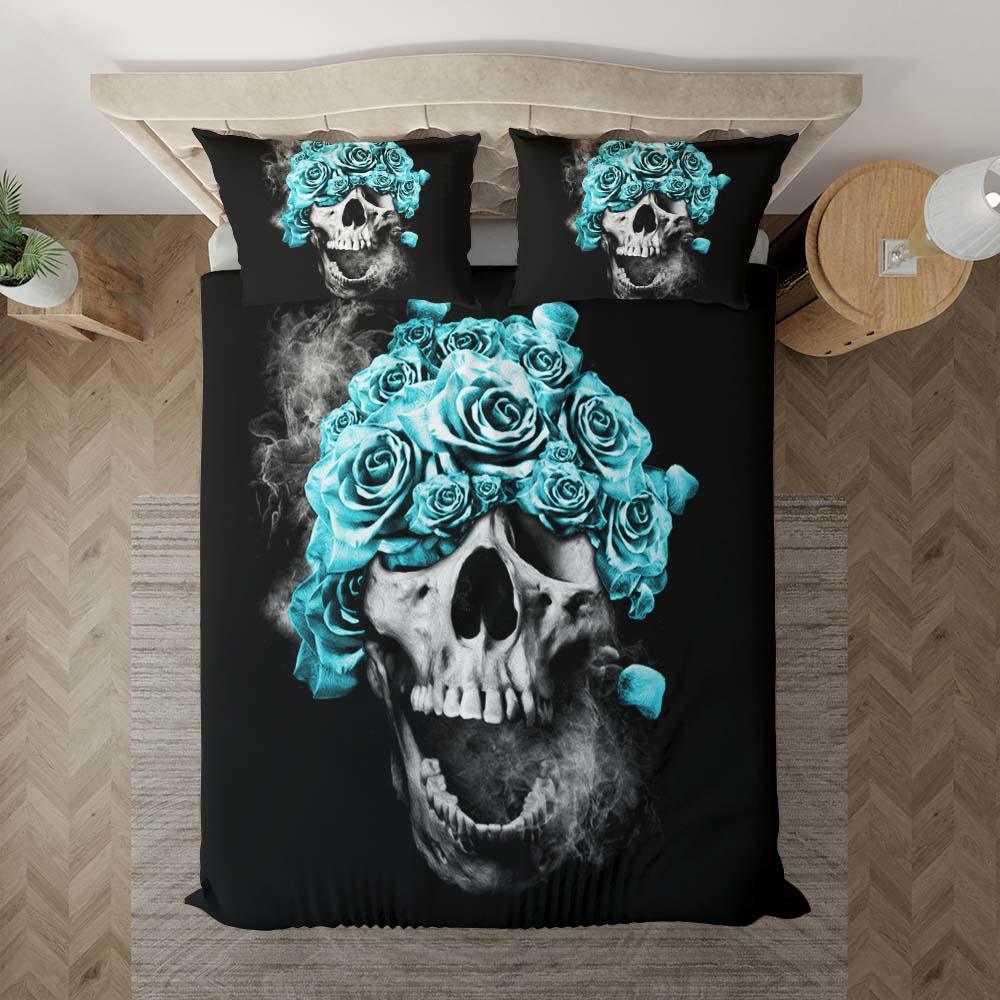 Smoke Skull Flowers Duvet Cover Set - Wonder Skull