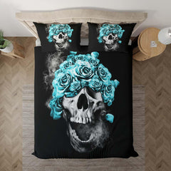 Smoke Skull Flowers Duvet Cover Set - Wonder Skull