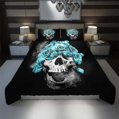 Smoke Skull Flowers Duvet Cover Set - Wonder Skull