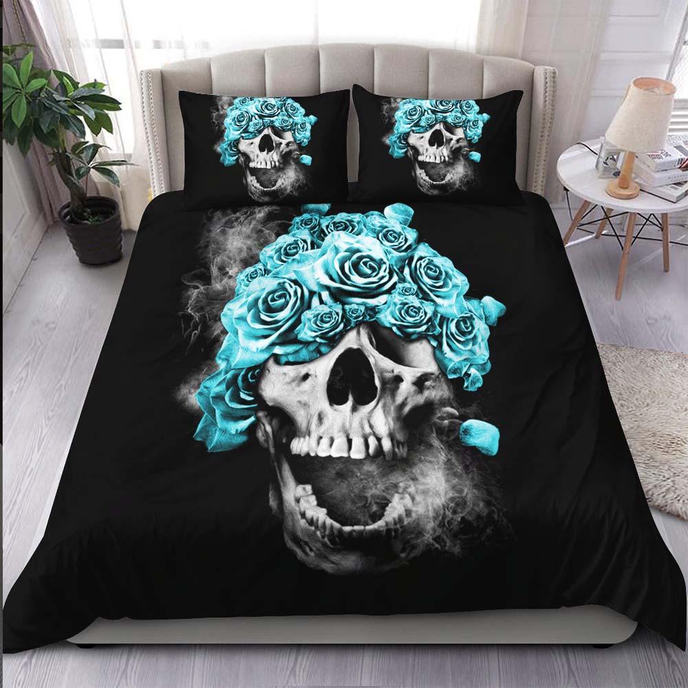 Smoke Skull Flowers Duvet Cover Set - Wonder Skull