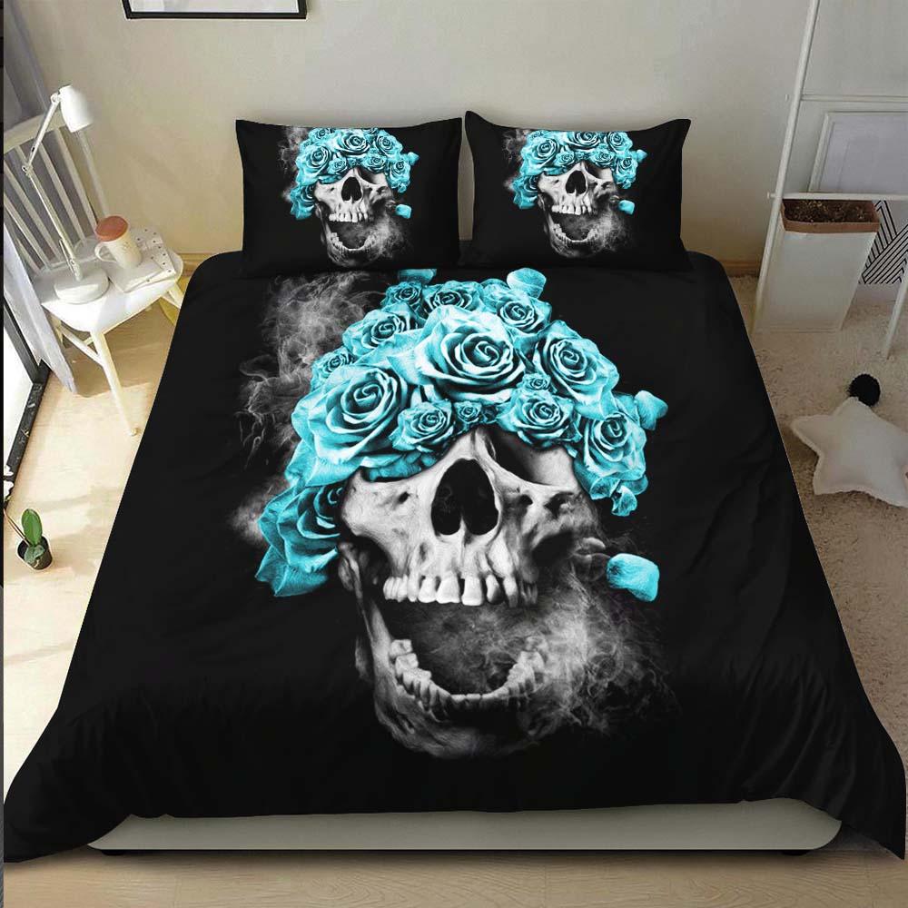 Smoke Skull Flowers Duvet Cover Set - Wonder Skull