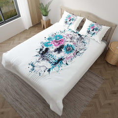 Splash Skull Flower Art Duvet Cover Set - Wonder Skull