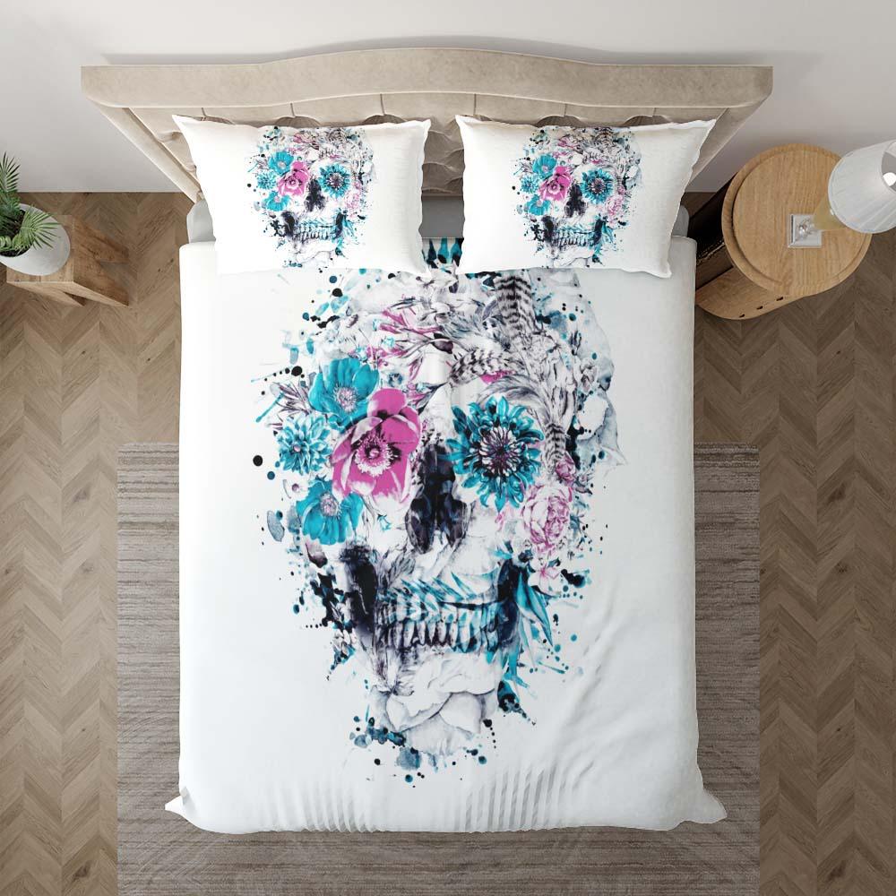 Splash Skull Flower Art Duvet Cover Set - Wonder Skull
