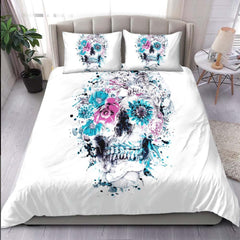 Splash Skull Flower Art Duvet Cover Set - Wonder Skull