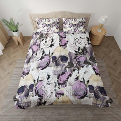 Sugar Skull Flower Pattern Duvet Cover Set - Wonder Skull
