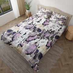 Sugar Skull Flower Pattern Duvet Cover Set - Wonder Skull