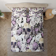 Sugar Skull Flower Pattern Duvet Cover Set - Wonder Skull