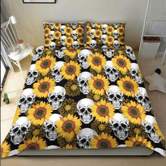 Sunflower Skull Pattern Duvet Cover Set - Wonder Skull