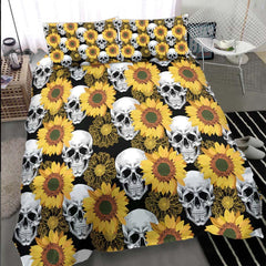 Sunflower Skull Pattern Duvet Cover Set - Wonder Skull