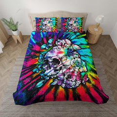 Tie Dye Butterfly Skull Duvet Cover Set - Wonder Skull
