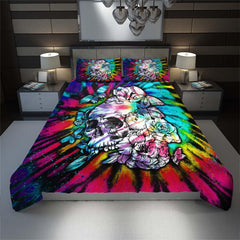 Tie Dye Butterfly Skull Duvet Cover Set - Wonder Skull