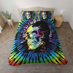 Tie Dye Colors Skull In Hood Duvet Cover Set - Wonder Skull