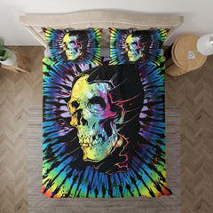 Tie Dye Colors Skull In Hood Duvet Cover Set - Wonder Skull