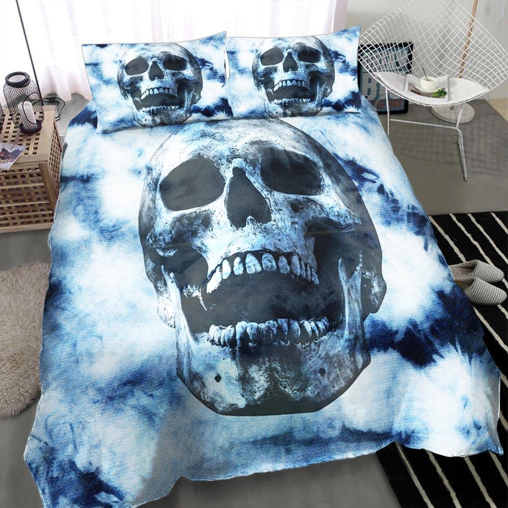 Tie Dye Dark Blue Duvet Cover Set - Wonder Skull