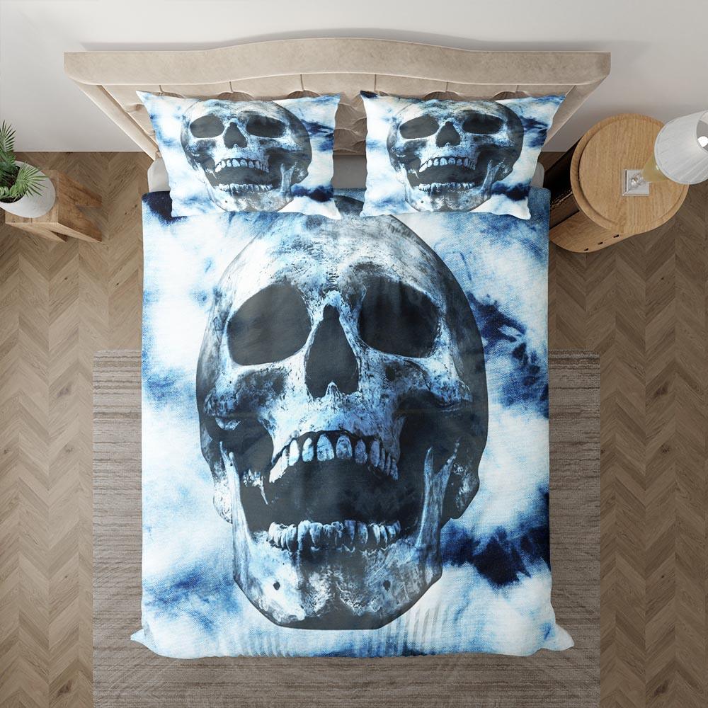 Tie Dye Dark Blue Duvet Cover Set - Wonder Skull