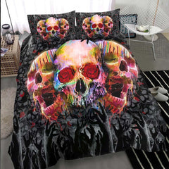 Triple Colorful Skull Melting Duvet Cover Set - Wonder Skull