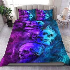 Cyan Sugar Skull Pattern Duvet Cover Set - Wonder Skull