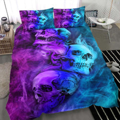Cyan Sugar Skull Pattern Duvet Cover Set - Wonder Skull