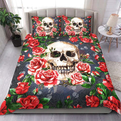 Unique Skull Rose Duvet Cover Set - Wonder Skull