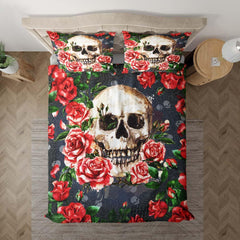 Unique Skull Rose Duvet Cover Set - Wonder Skull